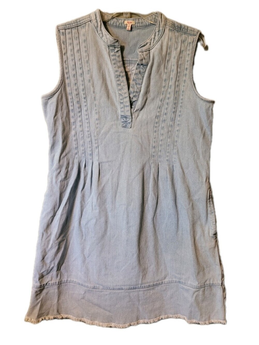 Reba Blue Jean Sleeveless Denim Midi Dress Womens Medium Tomato Girl